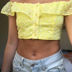 Yellow floral nasty gal crop top